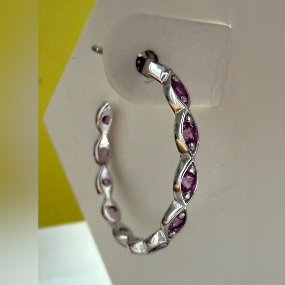 Bomb Party STERLING SILVER RBP7053 Hoop Earrings She’s A Stunner NEW Rose - Picture 3 of 6